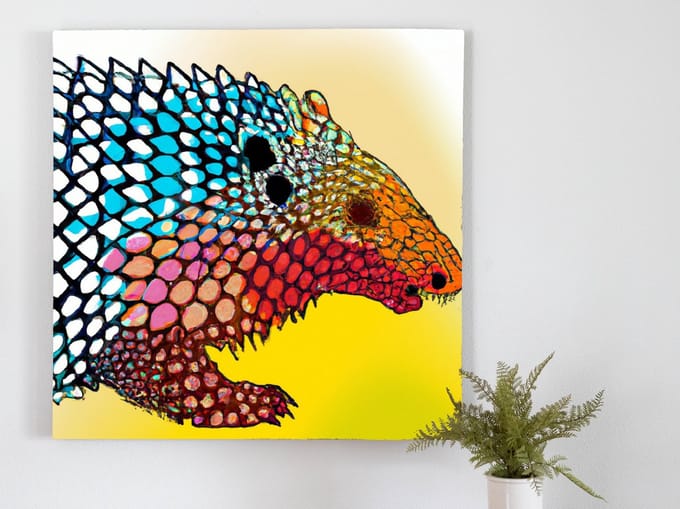 Fiery pangolin explosion | Fiery Pangolin Explosion | Kunst - 40x40 centimeter op Canvas | Foto op Canvas