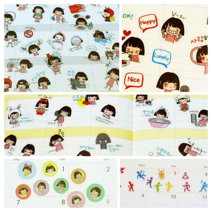 Petit Fancy Diary Stickers 2 (10ea chacun) - 16 Options (mots coréens/expression faciale/décoration/scrapbooking bricolage) 18. DA5577 10ea white
