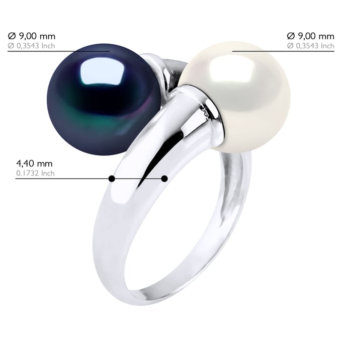 Ring Jij & Ik Bulk - 2 Echte Cultuurzoetwaterparels Rond 9-10 mm