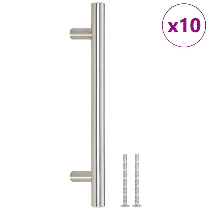 vidaXL - Handvatten - 10 - st - hartafstand - 128 - mm - totale - lengte - 192 - mm - zilver