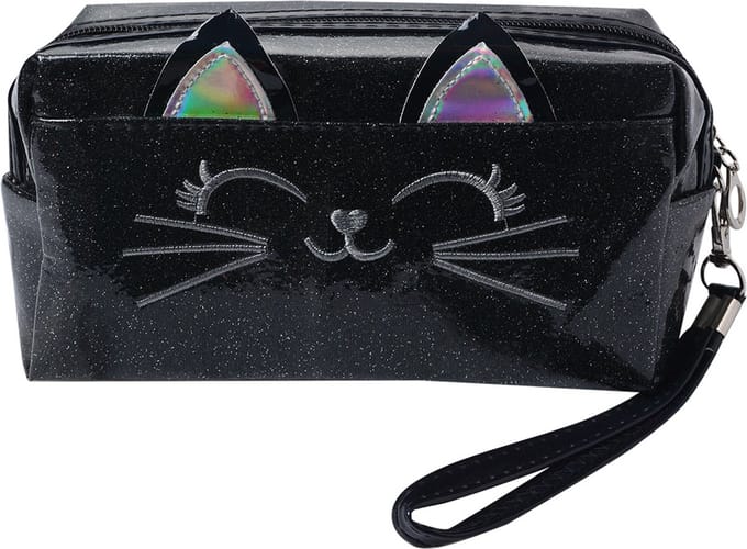 Juleeze Toilettas Dames Kat 18x10 cm Zwart Polyurethaan