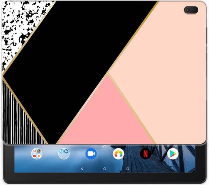 Lenovo Tab E10 Back Cover Zwart Roze Vormen