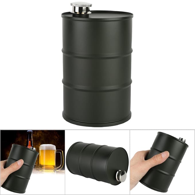 700ml Draagbare Roestvrijstalen Bierfles Wijn Likeur Heupfles met Afsluitdeksel(leger groen) gray