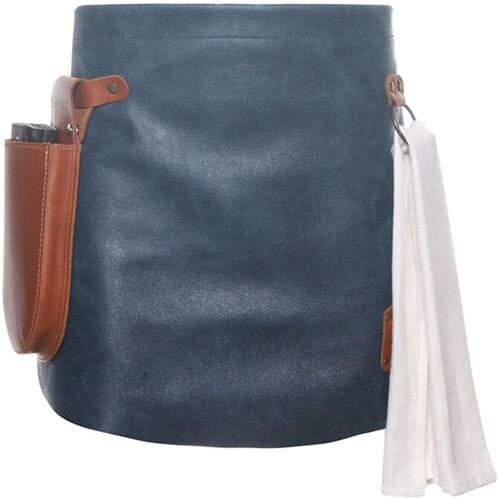 (6 Stuks) KARLOWSKY Schort met Leren Voorbinder - Inktblauw Blauw
