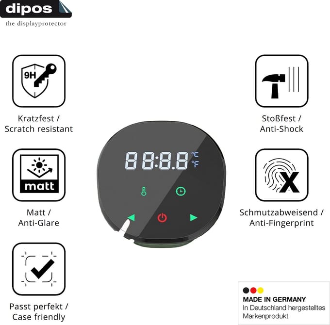 dipos – 2x Matte Pantserfolie geschikt voor Vpcok Sous Vide Garer Stick | 9H Screenprotector