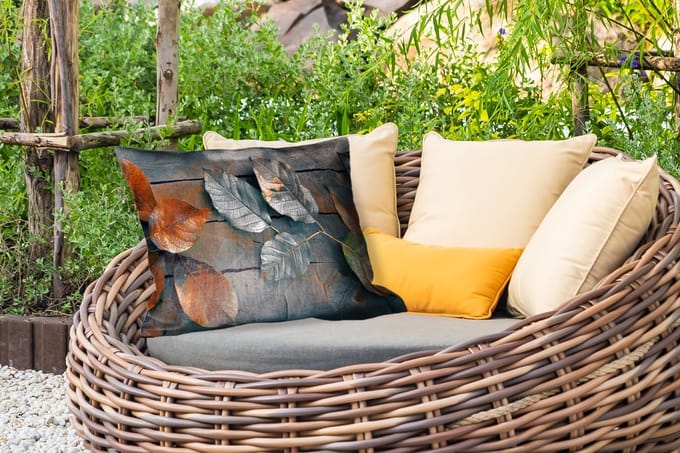 Buitenkussens - Tuin - Bladeren - Herfst - Grijs - Natuur - 50x30 cm