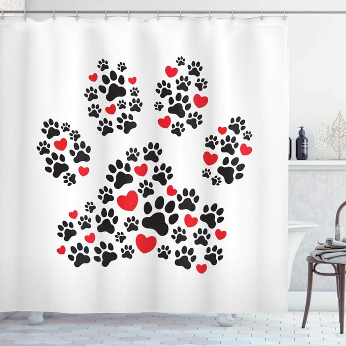 ABAKUHAUS douchegordijn – pootafdruk – 175x180 cm – waterafstotend