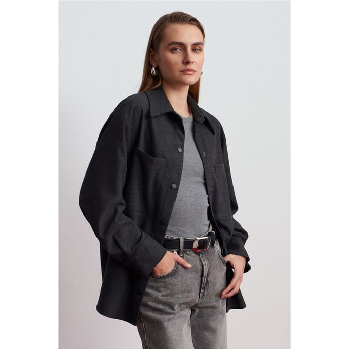 Oversized Lange Mouwen Gebreid Overhemd