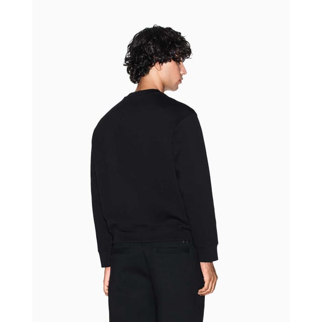 Printed Long Sleeve Round Neck Sweatshirt - Black