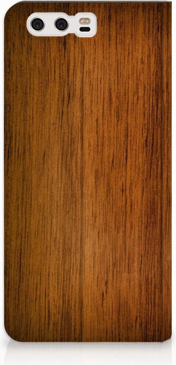 Huawei P10 Plus Book Wallet Case Donker Hout