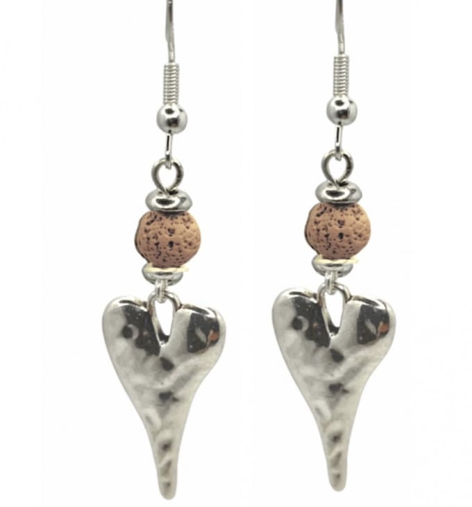 Oorbellen-Zilver-roze lava-hart-Charme Bijoux