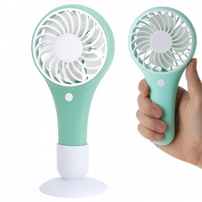Allecto - Draagbare Accu Ventilator - Mini Handventilator - USB Oplaadbaar - Mint Groen - Ideaal voor Warm Weer - Handig voor Thuis en Reizen - Com...