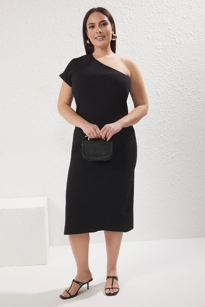 Curve Dames Rechte Midi Mouwloze Casual/Dagelijkse Aansluitende Jurk Plus Size