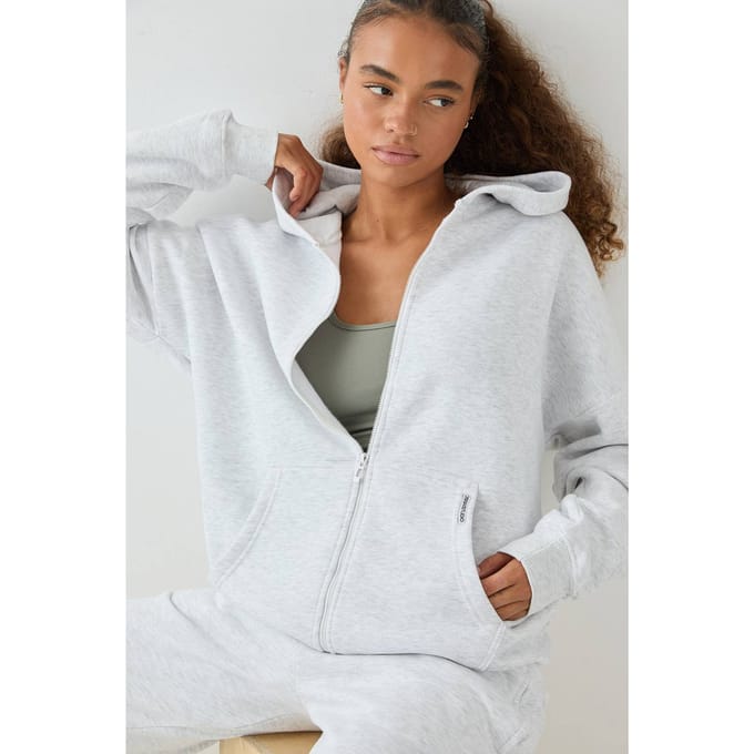 Dames DSGN Studio Oversized Hoodie met Rits | Asgrijs | Maat: Large