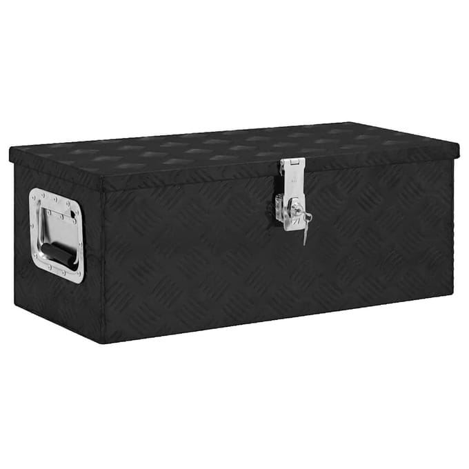 vidaXL - Opbergbox - 70x31x27 - cm - aluminium - zwart