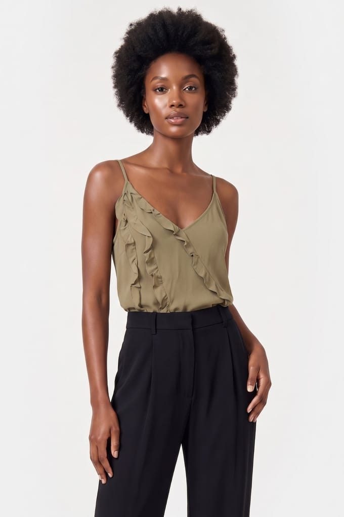 ARKET Hana Frill Khaki Größe: 42 | Tanktops Outlet | Damen | Braun