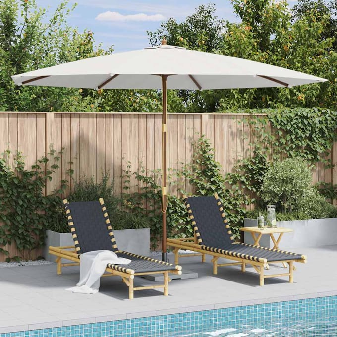 vidaXL - Parasol - met - houten - paal - 350 - cm - zandwit