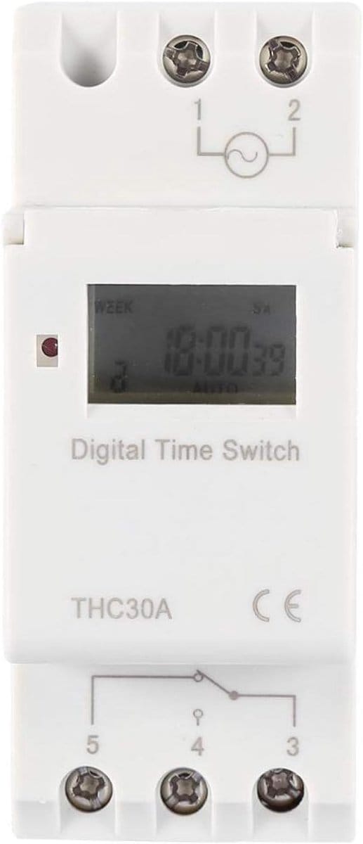 Digitale Tijdschakelaar - Automatische Timer - Energiebeheer - Met Back-up Batterij - 30A - Grijs