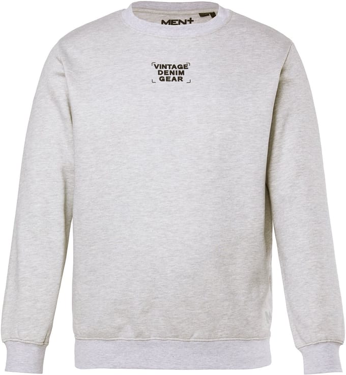 Men Plus - Heren - Sweatshirt rugprint - Grijs melange - Maat 5XL