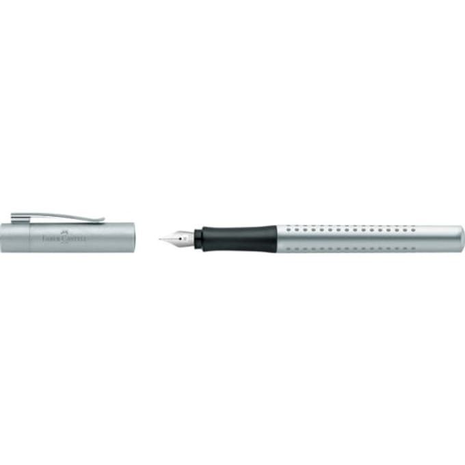 Faber castell vulpen 2011 grip, schrijfdikte medium, kleur zilver