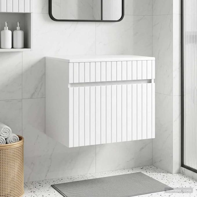 vidaXL - Wandgemonteerde - Badkamerkast - Hoogglans - Wit - 59 - x - 44,5 - x - 50 - cm