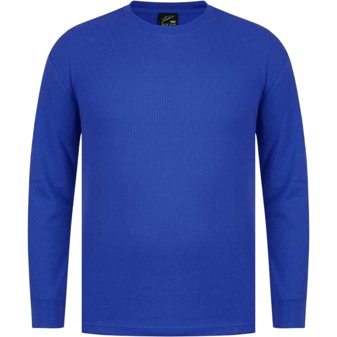 Fabric Heren Wafel T-shirt met lange mouwen (Blauw)