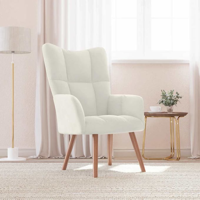 Vidaxl Fauteuil, Crème, Bekleed met Fluweel
