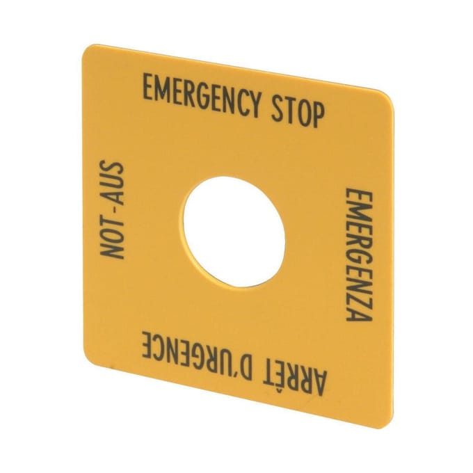 Noodstoplabel Meertalig 50x50mm Geel - 216484