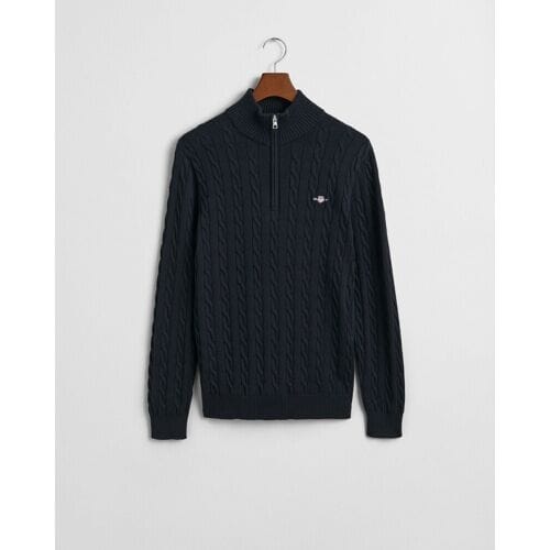 Gant Trui Allover Cable Knit Cotton Half Zip Avond Blauw / male