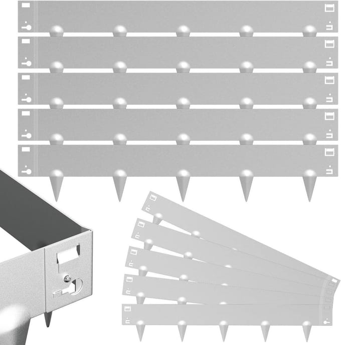 Gazonrand metaal - Bloembedomranding tuin - Tuinranden afscheiden - Flexibel vervormbaar - 10 meter set - Zilver