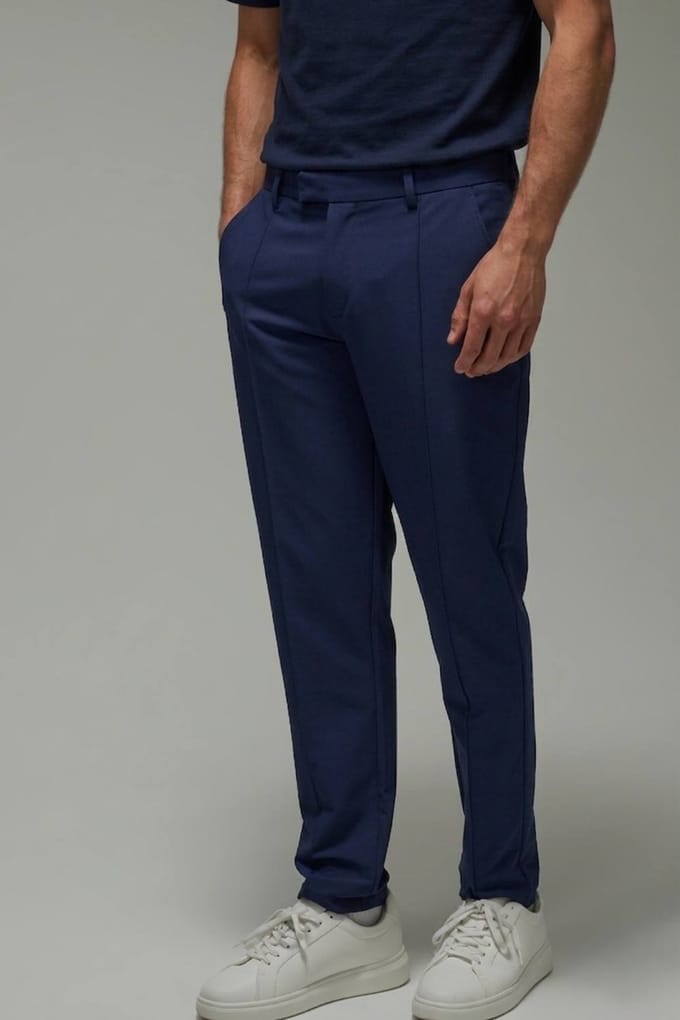 Heren Actieve Tapered Fit Golfbroek Met Pintuck | Navy | Size Medium