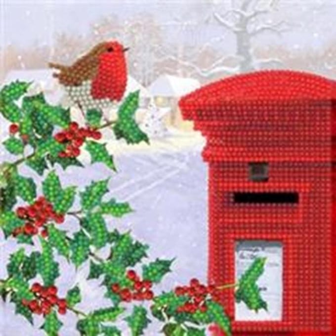 Crystal Card Kit | Diamond painting Robin & Postbox