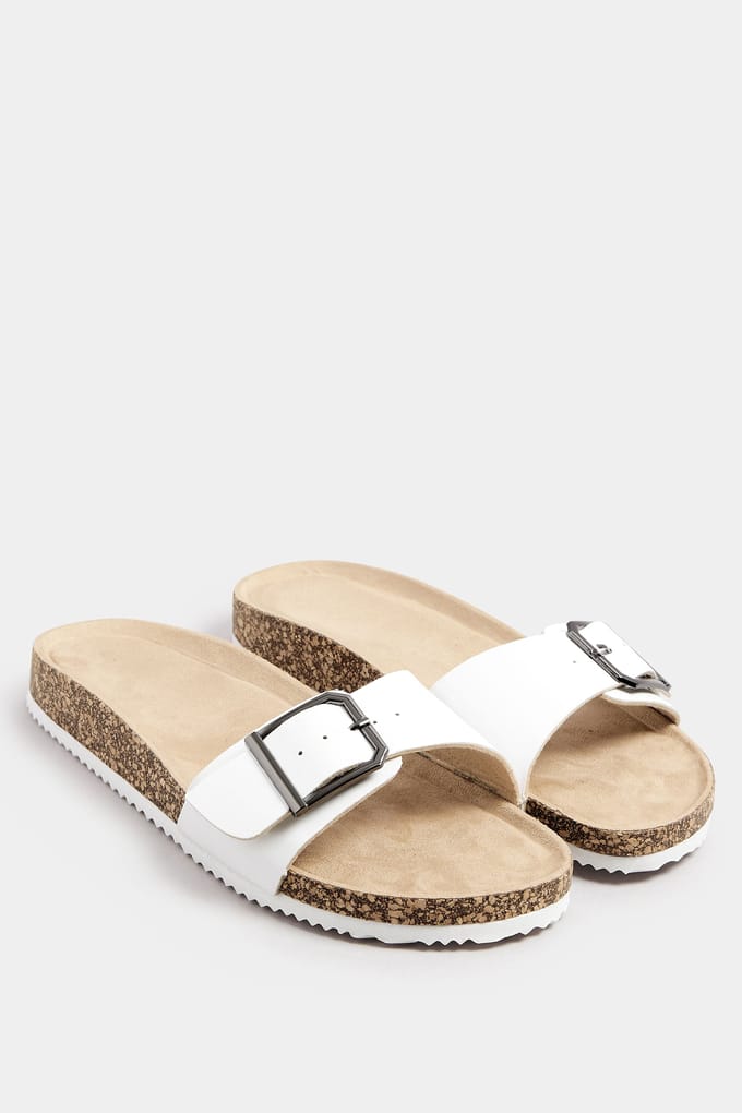 Yours Instapsandalen Met Gespband In Een Extra Brede Pasvorm In Wit Imitatieleersize 40EEE