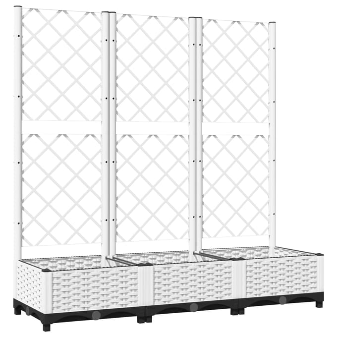 vidaXL - Plantenbak - met - trellis - wit - 120x40x121,5 - cm - PP
