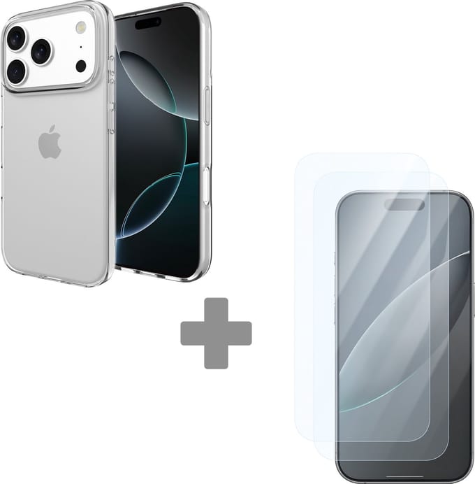 Cazy soft TPU Hoesje + 2-Pack Tempered Glas Screenprotector geschikt voor iPhone 17 Pro - Transparant