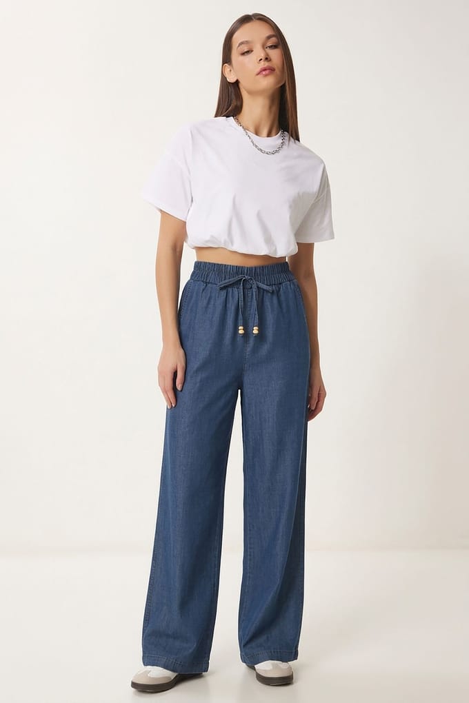 Brede Pijpen Katoenmengsel Casual Broek