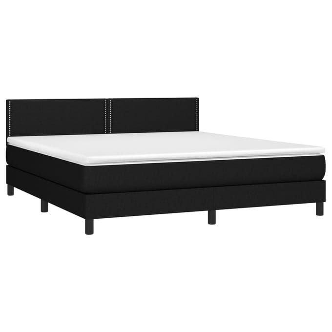vidaXL - Boxspring - met - matras - en - LED - stof - zwart - 180x200 - cm