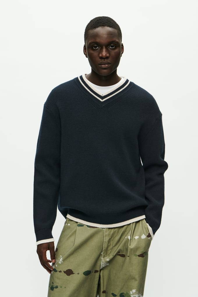 Gebreide pullover met ribboorden, model 'Cobek'