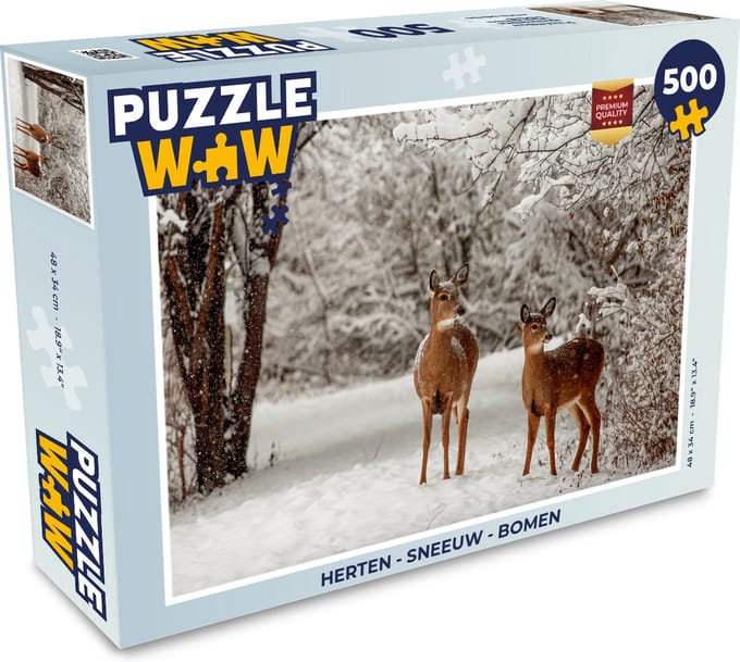 Puzzel Herten - Sneeuw - Bomen - Legpuzzel - Puzzel 500 stukjes