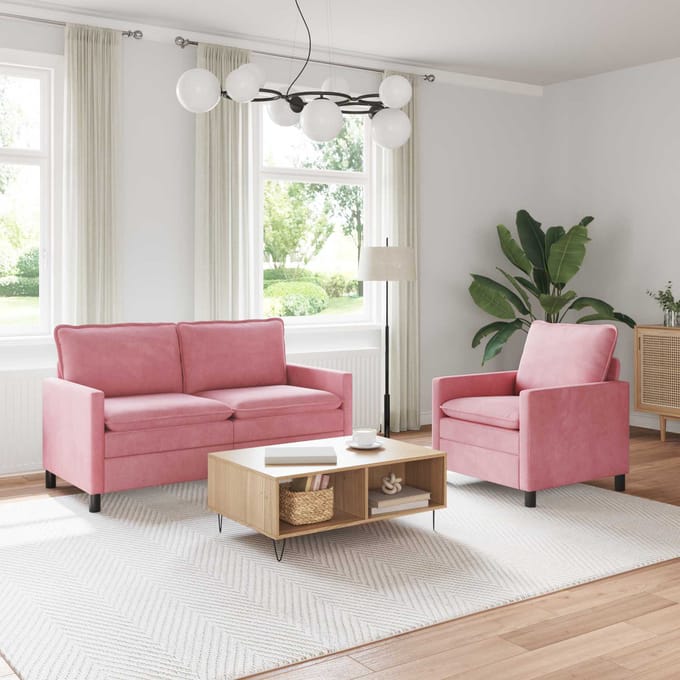 vidaXL - Bankstel - 2 - st - Roze - Fluweel