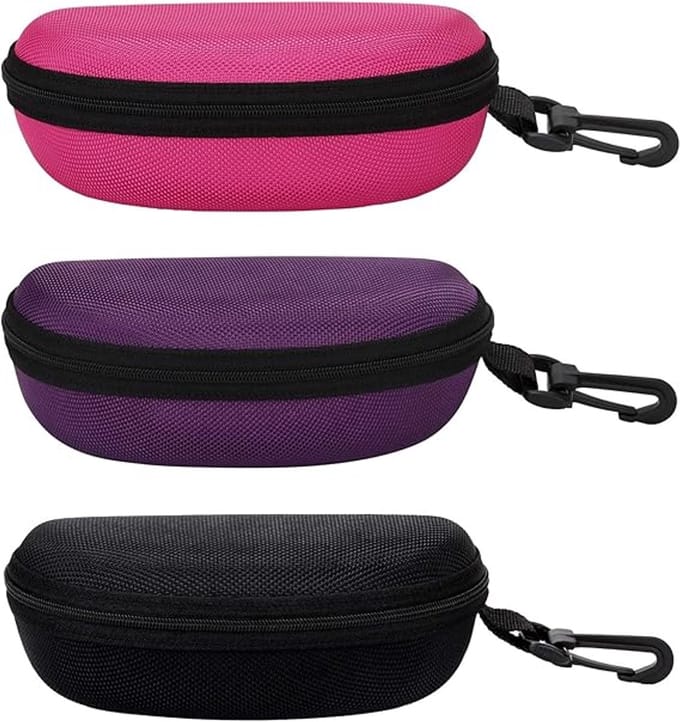 Dailygoods - 3 Stuks Draagbare Brillen Case - Zwart/Roze/Paarse Hard Shell