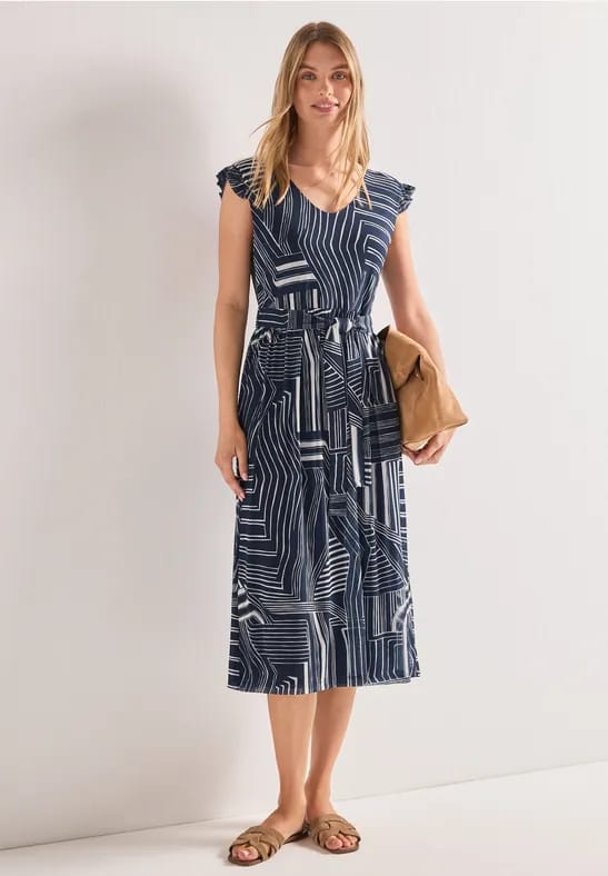 Midi-jurk van mesh met print