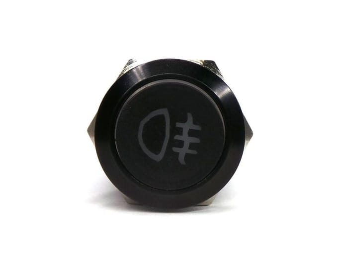 LED Mistlamp Schakelaar 18mm Zwart Momentary Off-Road 12V