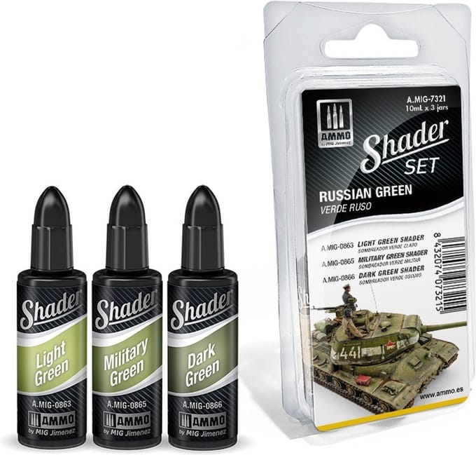 AMMO by Mig Jimenez Hobbyverf - MIG 7321 Shader Set - Russian Green Verf set - 3x 10 ml