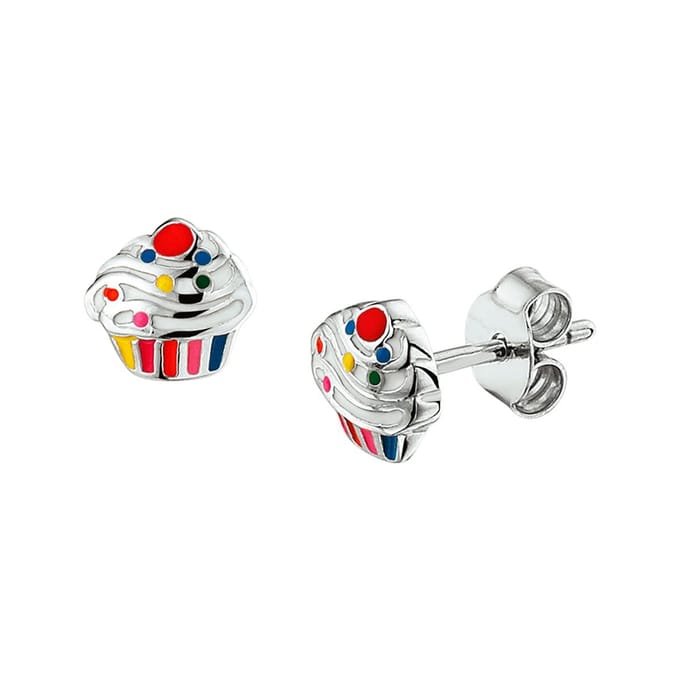 TFT Oorknoppen Cupcake Zilver Gerhodineerd Glanzend 7 mm x 7 mm