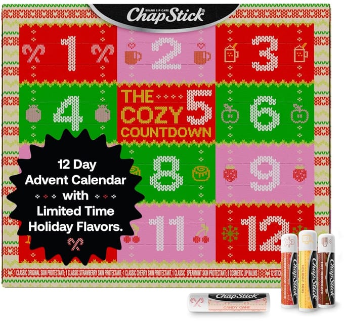 ChapStick Adventskalender – Cozy Countdown to Christmas – 12-Pack Lippenbalsem Cadeauset