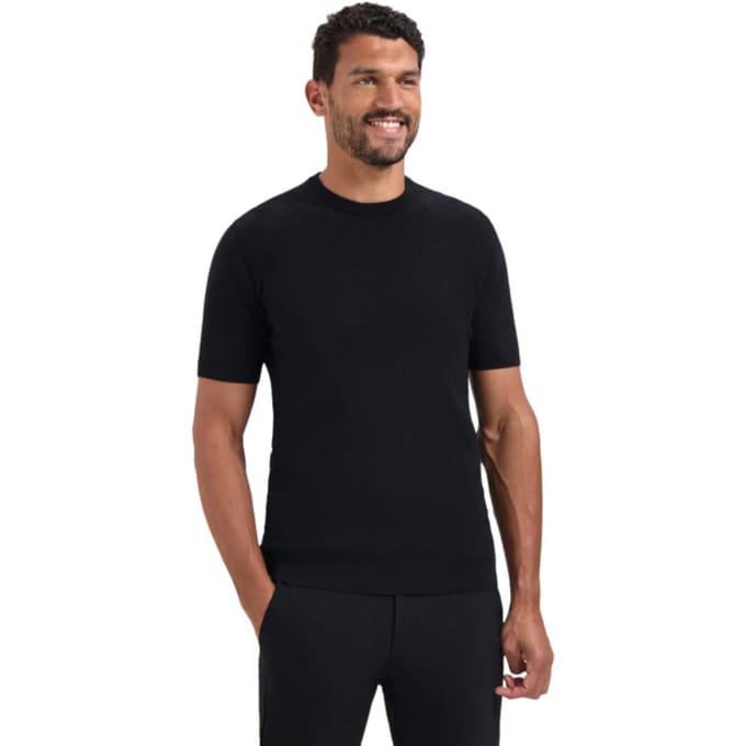 No Excess Pullover Short Sleeve Crewneck Solid Jacquard Black Größe: XL | Basic T-Shirts Outlet | Herren | Schwarz