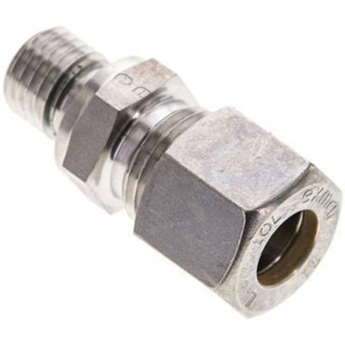 10L & M12x1.5 RVS Rechte Knelfitting Buitendraad 315bar FKM ISO 8434-1