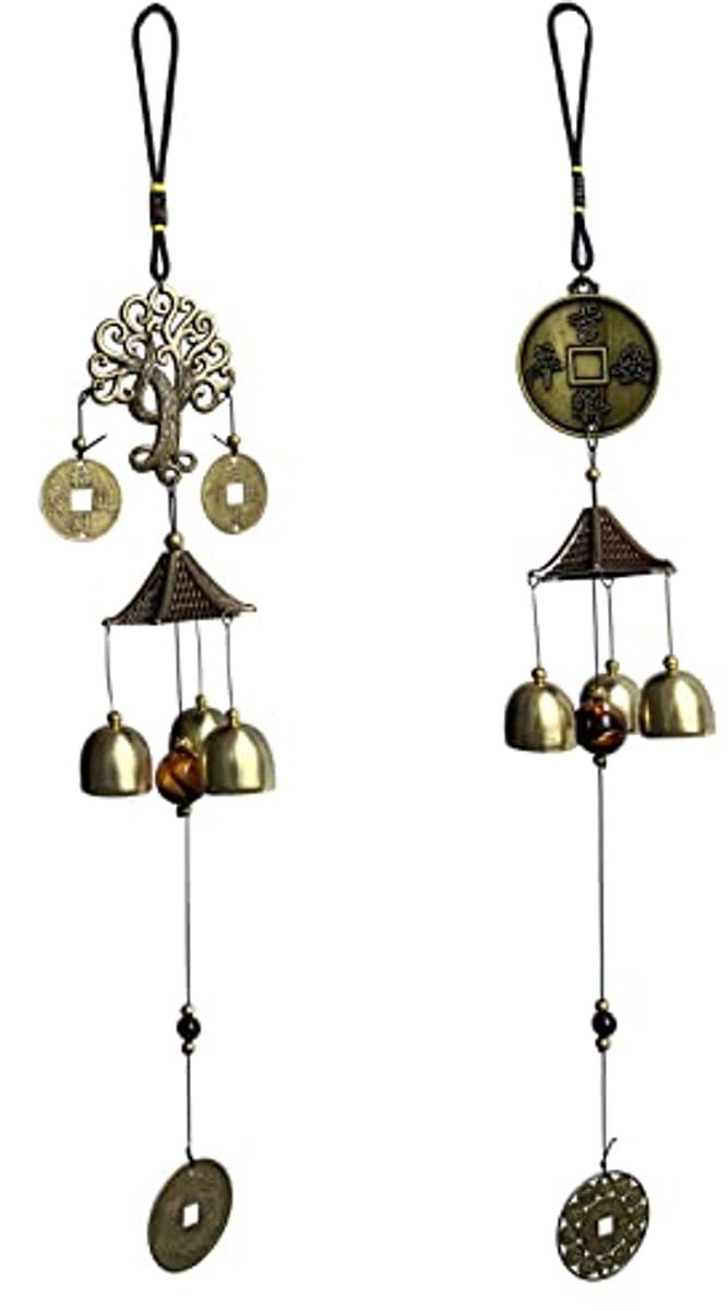 Solidchoice - Vintage Brons Windgong, 2 Stuks voor Binnen en Buiten