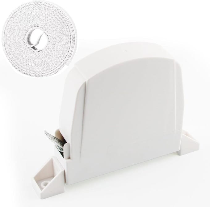 Allecto Plus - Externe bandopwinder voor rolluiken - 180° hoek - 14mm x 5m - wit (Wit-B)